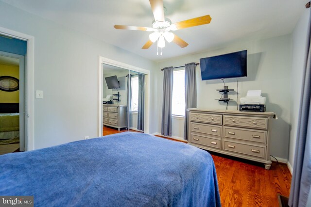 8549 Marybeth Way, Ellicott City, MD 21043 - bedroom featuring dark wood finished floors, baseboards, and ceiling fan