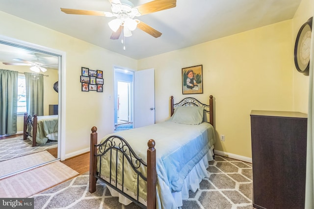 8549 Marybeth Way, Ellicott City, MD 21043 - bedroom featuring a closet, baseboards, and ceiling fan