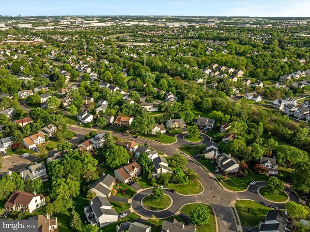 aerial view with a residential view