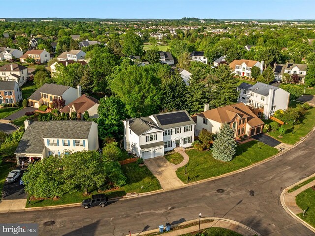 bird's eye view with a residential view