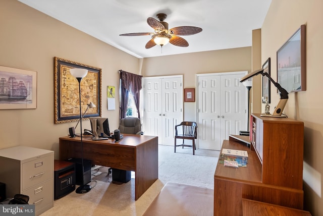 158 Mccormick Dr, Port Deposit, MD 21904 - office area with light carpet and ceiling fan
