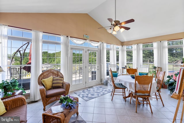 158 Mccormick Dr, Port Deposit, MD 21904 - sunroom with french doors, healthy amount of natural light, tile patterned flooring, and high vaulted ceiling