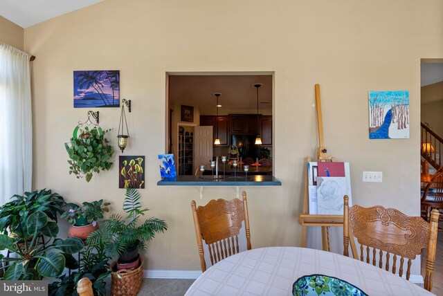 158 Mccormick Dr, Port Deposit, MD 21904 - dining area with baseboards, stairway, and tile patterned floors