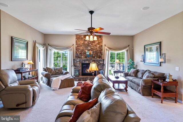 158 Mccormick Dr, Port Deposit, MD 21904 - living area featuring carpet flooring, plenty of natural light, and ceiling fan