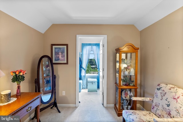 158 Mccormick Dr, Port Deposit, MD 21904 - sitting room with lofted ceiling, light carpet, and baseboards