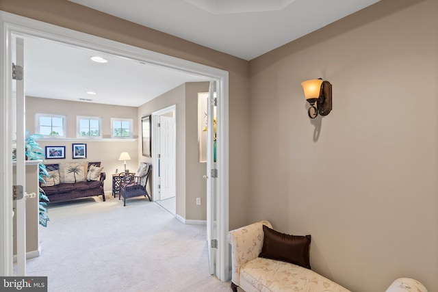 158 Mccormick Dr, Port Deposit, MD 21904 - sitting room featuring light carpet, baseboards, and recessed lighting