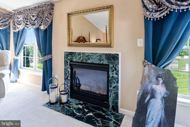 158 Mccormick Dr, Port Deposit, MD 21904 - detailed view of baseboards, a premium fireplace, and carpet