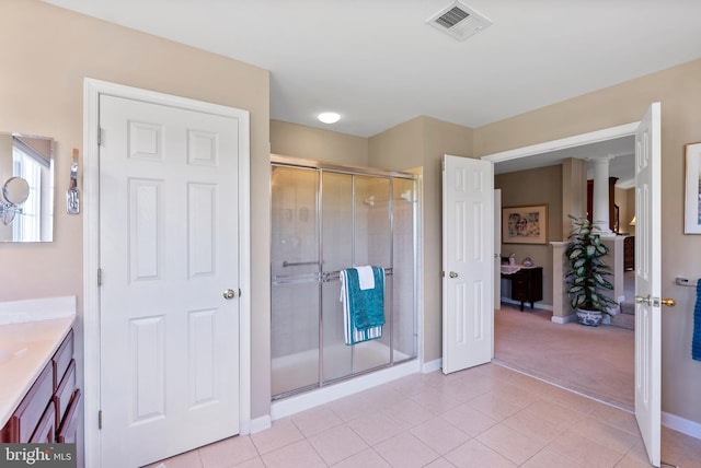 158 Mccormick Dr, Port Deposit, MD 21904 - full bath with a shower stall, tile patterned flooring, vanity, and baseboards
