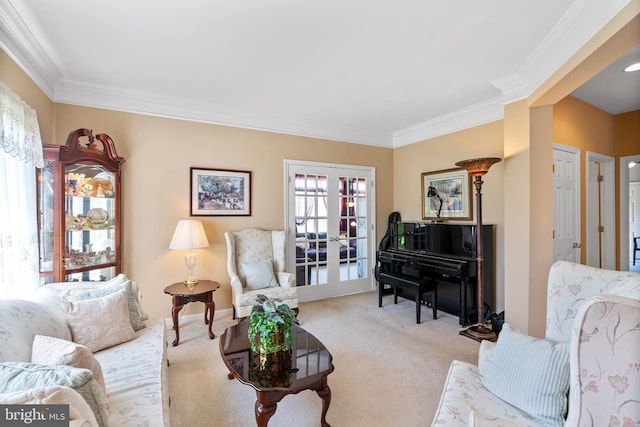 158 Mccormick Dr, Port Deposit, MD 21904 - living room with carpet, french doors, and ornamental molding