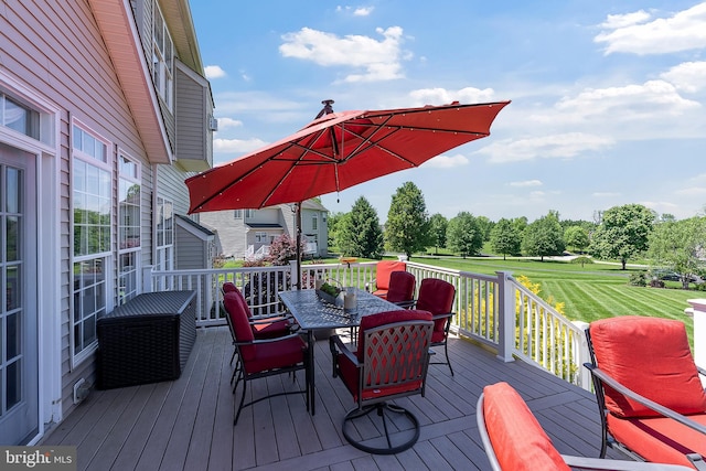 158 Mccormick Dr, Port Deposit, MD 21904 - wooden deck with outdoor dining space and a yard