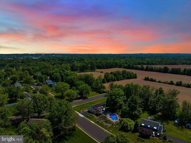 view of property location with a heavily wooded area
