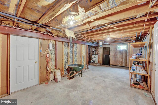 below grade area featuring gas water heater