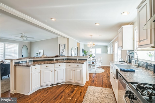 398 Grande Blvd, Rio Grande, NJ 08242 - kitchen with dark wood-type flooring, a sink, white cabinetry, and recessed lighting