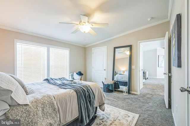 398 Grande Blvd, Rio Grande, NJ 08242 - bedroom featuring ornamental molding, carpet floors, baseboards, and ceiling fan