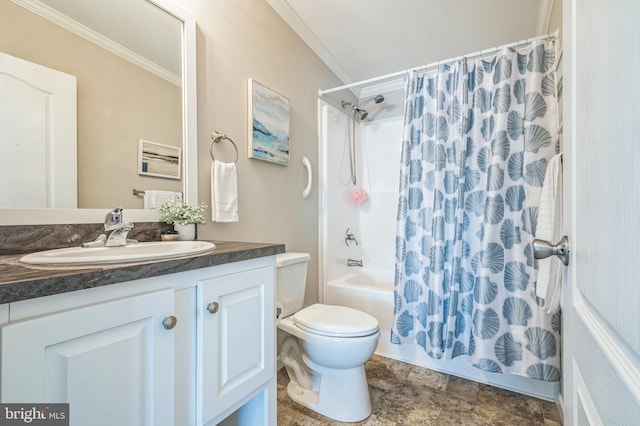 398 Grande Blvd, Rio Grande, NJ 08242 - full bath with crown molding, toilet, vanity, and shower / bath combination with curtain
