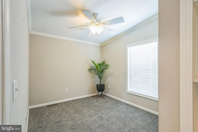 398 Grande Blvd, Rio Grande, NJ 08242 - unfurnished room featuring ornamental molding, a ceiling fan, carpet flooring, and a healthy amount of sunlight