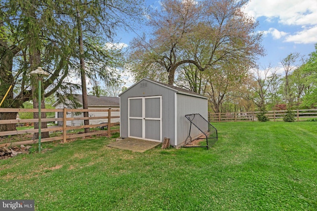 view of shed featuring a fenced backyard