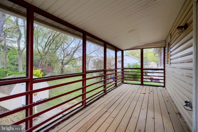 view of unfurnished sunroom