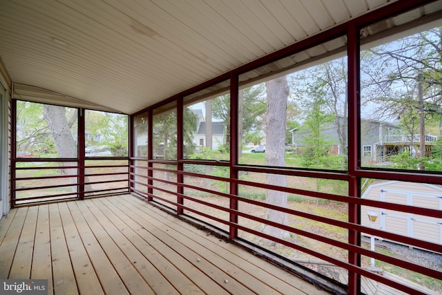 view of unfurnished sunroom