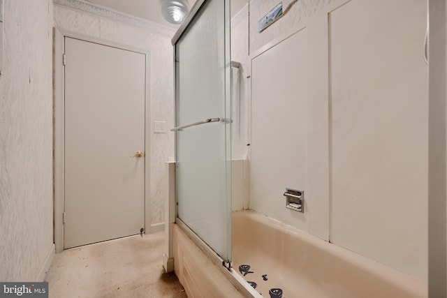 full bathroom with shower / bath combination with glass door