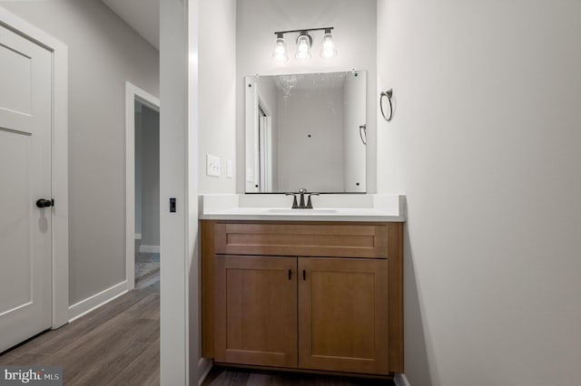 309 Gun Club Rd, Stephenson, VA 22656 - bathroom featuring wood finished floors, vanity, and baseboards