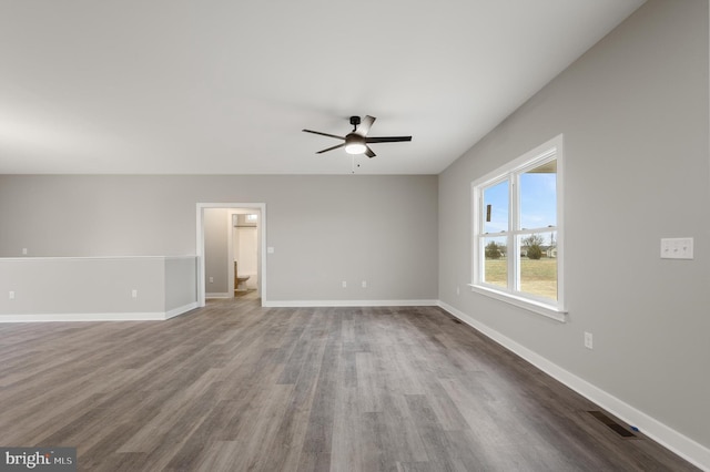 309 Gun Club Rd, Stephenson, VA 22656 - spare room featuring wood finished floors, ceiling fan, baseboards, and visible vents
