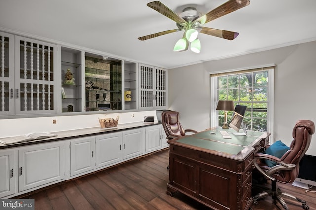21 Robin Rd, Moorestown, NJ 08057 - office space featuring ceiling fan, dark wood-type flooring, and crown molding