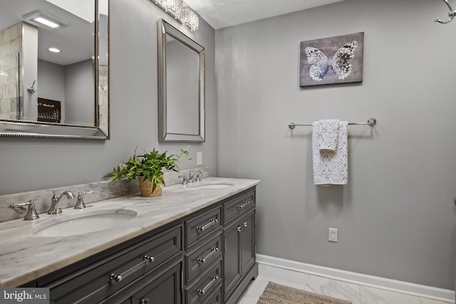 21 Robin Rd, Moorestown, NJ 08057 - bathroom featuring double vanity, baseboards, and tile patterned flooring