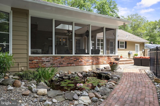 21 Robin Rd, Moorestown, NJ 08057 - view of patio / terrace featuring a sunroom and a ceiling fan