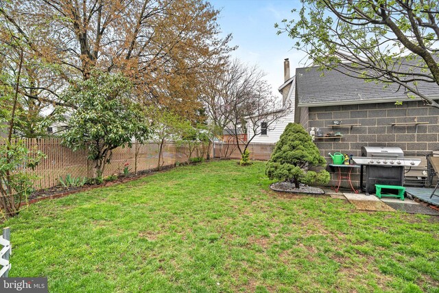 view of yard featuring a fenced backyard