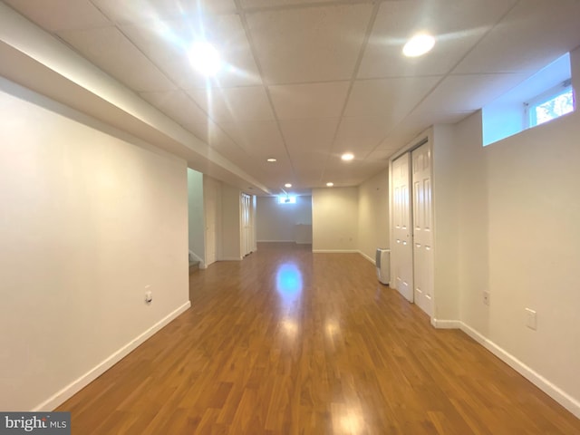 97 Kirkwood Dr, Newtown, PA 18940 - interior space with baseboards, wood finished floors, a paneled ceiling, and recessed lighting