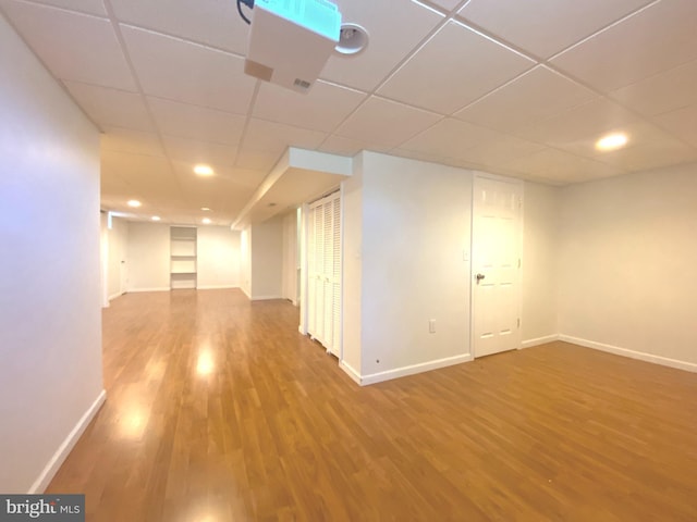 97 Kirkwood Dr, Newtown, PA 18940 - interior space featuring recessed lighting, wood finished floors, a drop ceiling, and baseboards