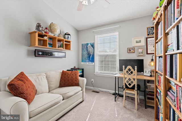 11200 Rienzi Pl Unit 201, Manassas, VA 20109 - office featuring carpet, a textured ceiling, baseboards, and ceiling fan