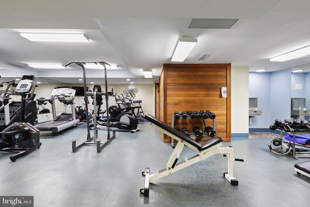 gym with visible vents