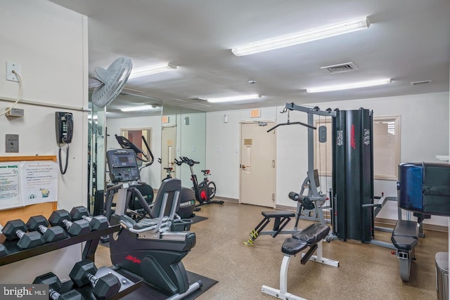 gym featuring visible vents