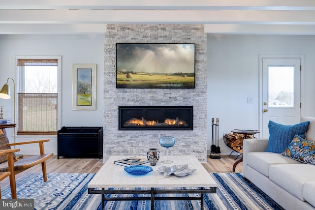 901 Riverside Ave, Grottoes, VA 24441 - living area with wood finished floors and a stone fireplace