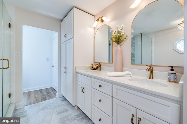 901 Riverside Ave, Grottoes, VA 24441 - full bath featuring a shower stall, double vanity, and a sink