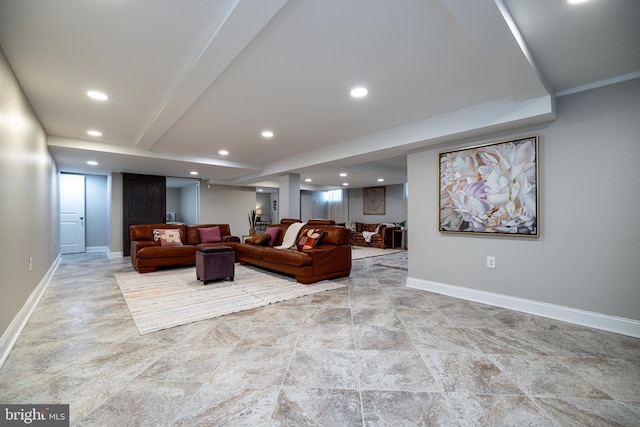 901 Riverside Ave, Grottoes, VA 24441 - living area with baseboards, stone finish flooring, and recessed lighting
