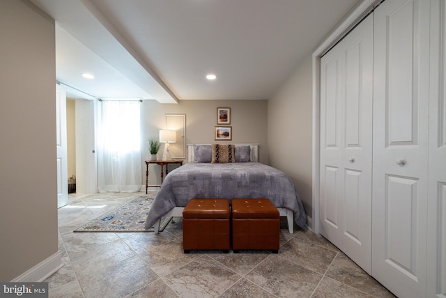 901 Riverside Ave, Grottoes, VA 24441 - bedroom featuring a closet, recessed lighting, and baseboards