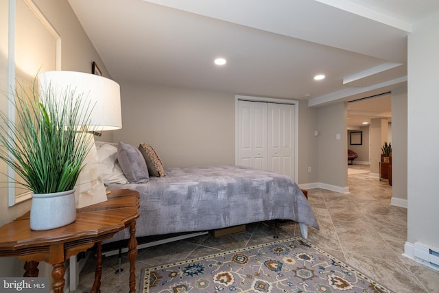 901 Riverside Ave, Grottoes, VA 24441 - bedroom featuring a closet, baseboards, and recessed lighting