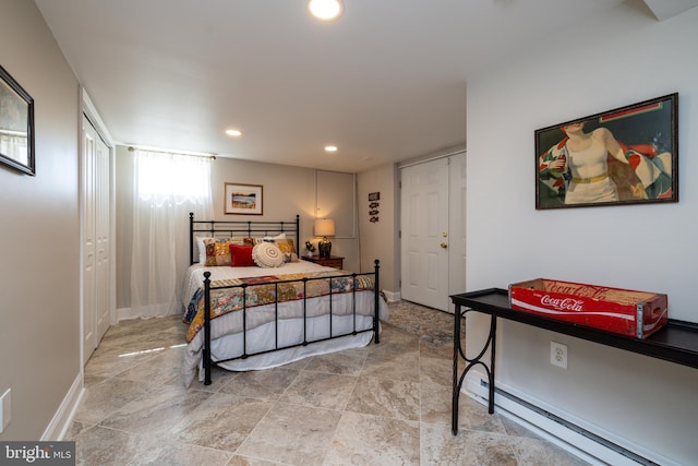 901 Riverside Ave, Grottoes, VA 24441 - bedroom featuring a baseboard radiator, recessed lighting, and baseboards