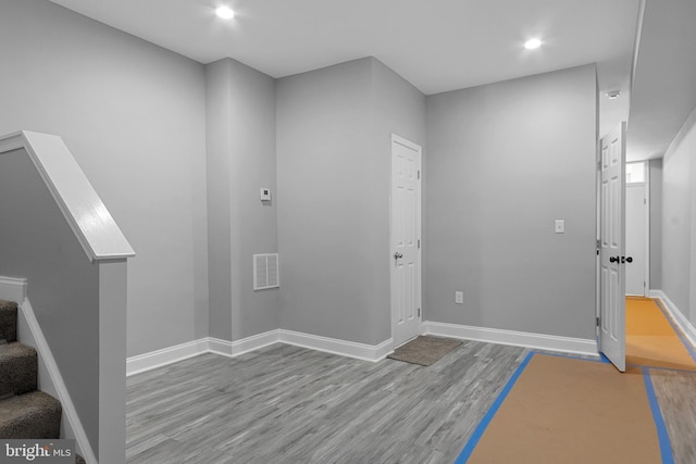 3417 Edmondson Ave, Baltimore, MD 21229 - entryway featuring baseboards, wood finished floors, visible vents, and recessed lighting