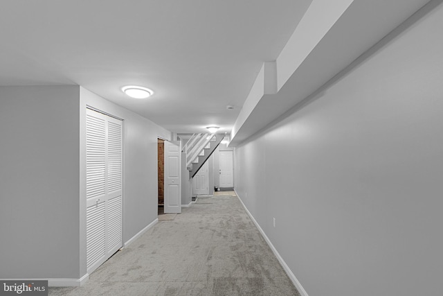 3417 Edmondson Ave, Baltimore, MD 21229 - corridor featuring baseboards, carpet floors, and stairs