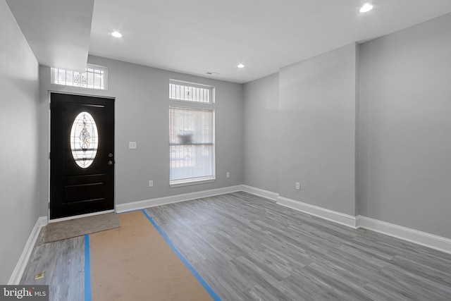 3417 Edmondson Ave, Baltimore, MD 21229 - entrance foyer with baseboards, wood finished floors, and recessed lighting