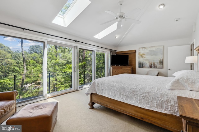 3 Steffen Point Hts, Annapolis, MD 21401 - bedroom with a skylight, lofted ceiling, carpet, recessed lighting, and a ceiling fan