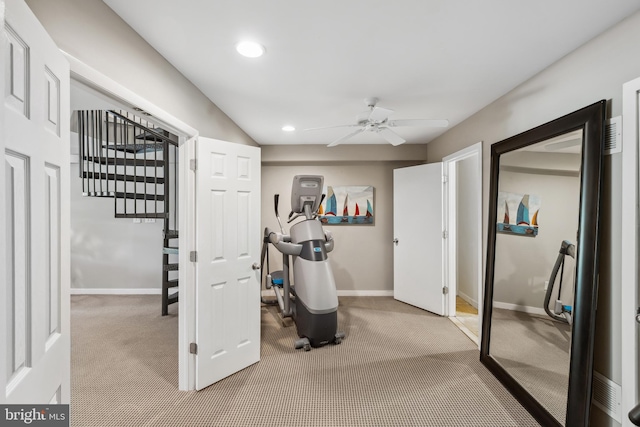 3 Steffen Point Hts, Annapolis, MD 21401 - exercise area with ceiling fan, carpet, and recessed lighting