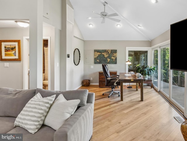3 Steffen Point Hts, Annapolis, MD 21401 - home office with lofted ceiling, light wood-type flooring, and a ceiling fan
