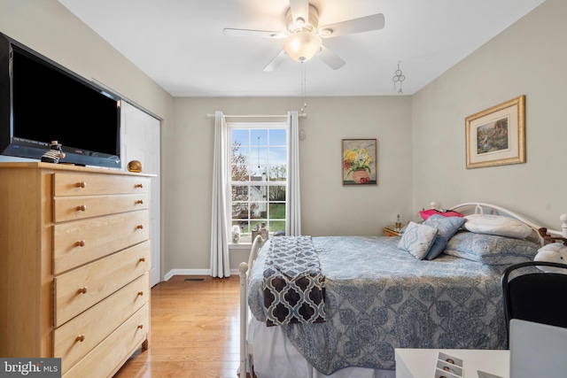 822 Rhinehart Ln, Phoenixville, PA 19460 - bedroom featuring light wood-style flooring, baseboards, and ceiling fan