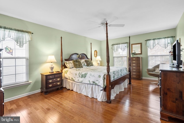 822 Rhinehart Ln, Phoenixville, PA 19460 - bedroom with hardwood / wood-style flooring, baseboards, and a ceiling fan