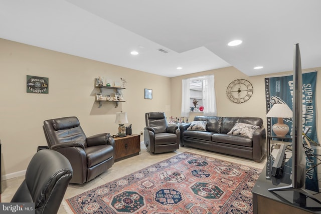 822 Rhinehart Ln, Phoenixville, PA 19460 - living room with recessed lighting, light tile patterned floors, and baseboards